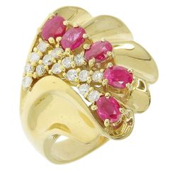 【返品OK】合計1.15ct 天然ルビー リング 11号 K18YG 新品仕上げ済み 合計0.30ct 天然ダイヤ レディース 18K 18金 イエローゴールド 金無垢 オーバル 楕円【送料無料】【中古】のサムネイル
