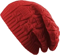 IZUMIYA 母の日 ニット帽 ふんわり あったか ニットキャップ 防寒 保温 帽子 レディース メンズ カジュアル ワッチキャップ( レッド,  Free Size)