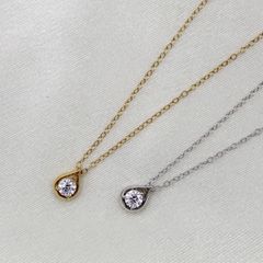 一粒 ダイヤモンド フローティング ネックレス 0.15カラット K18 