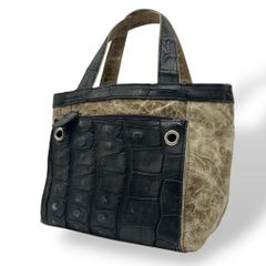 良品 1074 フルラ トートバッグ クロコ型押し 南京錠 グレー 良品 1074 フルラ トートバッグ クロコ型押し 南京錠 グレー