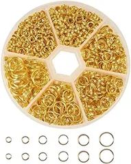 PandaHall Elite 6種セット 二重丸カン リング マルカン 丸環 指貫つき( ゴールド,  4-10mm)