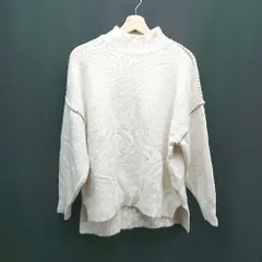 ◇ 関西ファッション連合 ハイネック シンプル 秋冬向け カジュアル 長袖 セーター サイズＭ～L クリーム レディース E  【1310050020651】