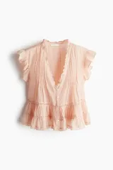 H ＆ M ピーチ ピンク フリル ノースリーブ ブラウス シャツ