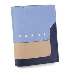 【MARNI / マルニ】 レディース 財布 (PFMOQ14U28 LV520 ZO877) ブルー×ベージュ×ライトブルー サフィアーノレザー 25SS [新品] [訳あり]