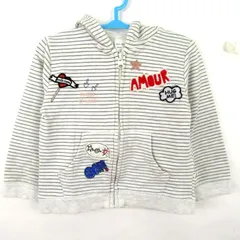 ザラベビー ジップアップパーカー ボーダー アウター ベビー 女の子用 92サイズ グレー系 ZARA Baby 【中古】