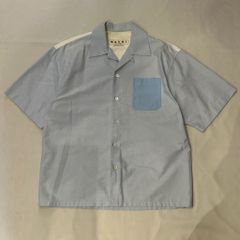 MARNI マルニ Open Collar S/S Shirt 半袖シャツ CUMU0054QM ブルー系 size:44【代官山A07】