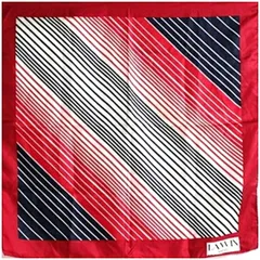 ランバン シルク スカーフ レッド ネイビー ホワイト ストライプ 中古