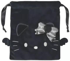 【中古】バッグ ハローキティ フェイス巾着 ブラック 「サンリオキャラクターズ」