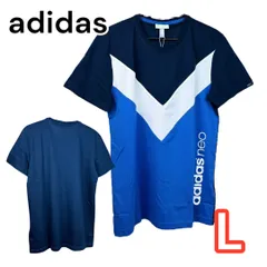 新品未使用 adidas アディダス レディース L 半袖 Tシャツ トリコロール ネイビー ホワイト ブルー AK1006 BHP77 送料無料