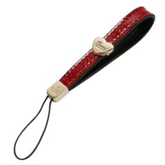 グッチ　GUCCI　シャイニーレザー　マイクロシマ　ハートチャーム　携帯ストラップ　２３３１７２　レッド　新品同様