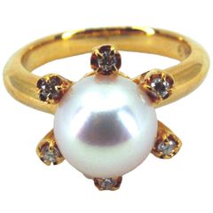 K18 パール ダイヤ 0.01ct リング 5.11g デザインリング 18金 - メルカリ