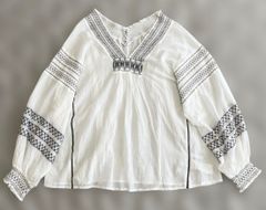 FRAMeWORK フレームワーク　刺繍　ブラウス　白　ホワイト　長袖　ゆったり　トップス　F  フリーサイズ　綿　コットン　エンブロイダリー　薄手　日除け