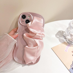 ガーリー 艶 サテン生地 ピンク 高級感 シュシュ風 可愛い シンプル スマホケース アイフォンケース 携帯ケース iPhone11 iPhone12 iPhone1