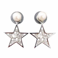 希少☆ミュウミュウ miumiu スターパールピアス スワロフスキー シルバー