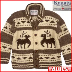 カウチン セーター kanata ニット XL カナダ製 カナタ 茶 ベージュ ウール 鹿柄 カウチンセーターサイズXL一覧←SEULB屋着古← HN2172のサムネイル