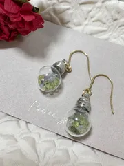 パワーストーン電球ピアス　天然石　サージカルステンレス　ペリドット　フローライト　ターコイズ　ラピスラズリ　ミニチュア