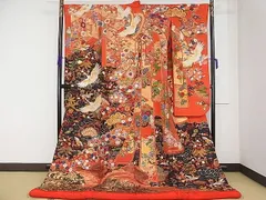 衿広衿琳派 打掛 豪華 唐織 紅梅図 鶴 婚礼用 花嫁 身丈 179cm