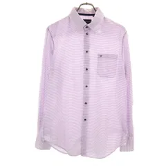 Emporio Armani エンポリオアルマーニ ボーダー柄 長袖 シャツ L パープル系 シアサッカー メンズ 古着