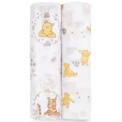 新生児 赤ちゃん スワドル 112cm × 夜泣き対策 112 ベビーギフト 】出産祝い 使用 100% モスリンコットン friends + + winnie セット ESWC20008DIJB 2枚 おくるみ おくるみ 日本正規品 【 ベビー ガーゼ ディ