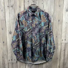 Full Mark フルマーク 長袖 総柄 アート柄 ネルシャツ L