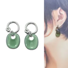 431.シルバー結び目リング×クリアグリーンピアス(イヤリング)ハンドメイド