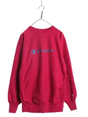 【お得なクーポン配布中!】 90s USA製 チャンピオン リバースウィーブ スウェット メンズ XXL / オールド トレーナー 裏起毛 スクリプト ロゴ刺繍 大きいサイズ ピンク