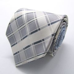 メイル&コー ブランド ネクタイ チェック柄 格子柄 シルク PO メンズ ライトグレー MALE & Co 【中古】