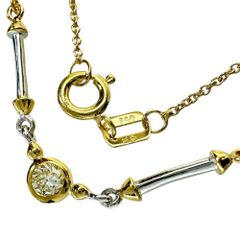 ダイヤモンド（推定0.15ct程度） ネックレス K18ゴールド 18金  2.9g 40cm レディース 【中古】【真子質店】【NN】