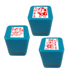 新品 先生スタンプ・評価印３本セット『よくできました・はなまる・みました』かわいい浸透印スタンプ