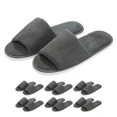 [すまいるＳＨＯＰ] 使い捨てスリッパ 前あき 厚手 室内 個包装 来客用 洗える ホテル 仕様 大きめ 6足セット (グレー, Free Size) [グレー] [Free Size]