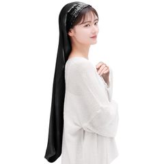 [COCOSILK] シルク ナイトキャップ ロングヘア用 シルクキャップ 筒型 ナイトキャップ ロング 髪 シルク100% 筒 ロングヘア 筒状 ヘアキャップ (90cm, Free Size, ブラック)