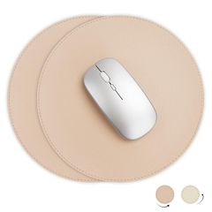YSAGi マウスパッド PUレザー 埃 水防止 たくさんの色 滑り止め 薄型マウスパッド 耐久性良い 光学式マウス対応 （二枚セット，ベージュ） 0