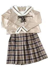 新品 [Somnvs258] 大きいサイズ 茶 チェック かわいい 3点セット 女装対応 メンズ 男性 セーラー服 JK 制服 長袖 ネクタイ ミニ スカート コスプレ 学園祭 文化祭 仮装 コスチューム 女子高生 ハロウィン 女子 高校 変装 セクシー