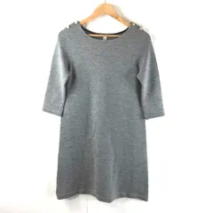 アマカ AMACA ワンピース ニット 長袖 肩ボタン 無地 グレー 40サイズ 944234
