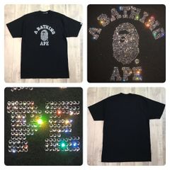 スワロフスキー カレッジロゴ Tシャツ Lサイズ a bathing ape BAPE swarovski ラインストーン エイプ ベイプ アベイシングエイプ NIGO