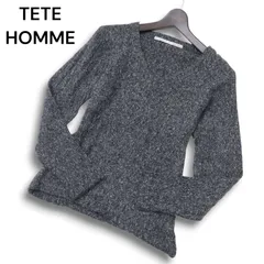 TETE HOMME テットオム 秋冬 ウール混★ Vネック ケーブル ニット セーター Sz.6 メンズのサムネイル