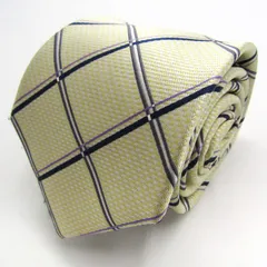 タカキュー ブランド ネクタイ シルク チェック柄 格子柄 PO メンズ イエロー TAKA Q 【中古】