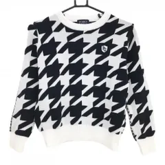 【美品】パーリーゲイツ セーター 白×黒 千鳥格子 ニット ウール混 レディース 0(S) ゴルフウェア PEARLY GATES