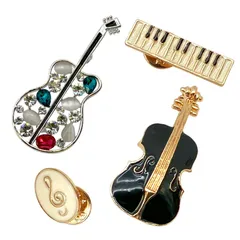 12-bc0 音楽ブローチ 楽器ブローチ ミュージック 音符 楽器 キラキラ かわいい アクセサリー ピンバッジ ギフト プレゼント おしゃれ レディース メンズ カジュアル ジャズ クラシック ピアノ ギター バイオリン ト音記号 ホルン サックス