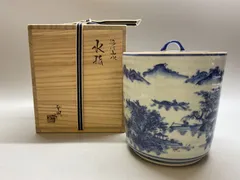 曽根幸風造　染付祥瑞金襴手水指　平安　京焼　栞黄布共箱付き 曽根幸風造 染付祥瑞金襴手水指 平安 京焼 栞黄