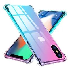 【数量限定】XS ケース ケース 耐衝撃 XS 全面保護 アイフォン tpu 軽量 薄型 四隅空気衝突防止 ソフトケース レンズ保護 グラデーション 擦り傷防止 クリア 人気 シリコン X 携帯カバー ケース/iPhone ピンク+緑 iPhone MZ73-