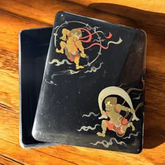 蒔絵付文庫越前漆器松田真扶作新品黒書類入れ