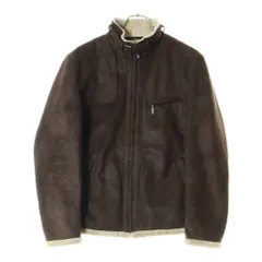 BURBERRY BLACK LABEL (バーバリー ブラックレーベル) スウェードレザー ボアライニング ムートン ジップアップジャケット ブラウンのサムネイル
