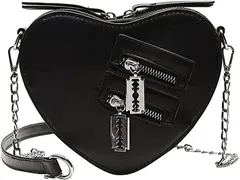 HARGIO ハート形バッグ ミニショルダー ショルダーバッグ レディース ハート型 量産型バッグ 地雷系 姫系 病みかわいい ガーリー ロリータ ゴスロリ ブラック(ブラック)