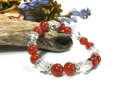 赤瑪瑙×水晶 パワーストーン ブレスレット 天然石  10mm（シルバー）メンズ・レディース 男性・女性 数珠ブレス 開運  [3]