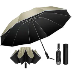 大きいサイズ 10本骨 ワンタッチ自動開閉 逆折り式 折り畳み傘 軽量 耐強風 折りたたみ傘 傘 メンズ 超撥水 梅雨対策 完全遮光 遮熱 日傘 晴雨兼用 AULIFLOWER UPF50+ UVカット おりたたみ傘 コンパクト 反射テープ 収納ポーチ付き u