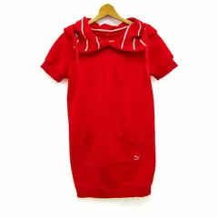 プーマ スウェットフーディワンピース 半袖 トップス レディース Mサイズ レッド PUMA 【中古】のサムネイル