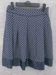 ◇ Reflect リフレクト 総柄 膝丈 フレア スカート サイズ9 パープル ホワイト レディース  【1002800870196】