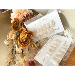 デザインNo.25 ニュアンス　パール　フラワーネイル　韓国　ネイルチップ