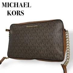 【美品】MICHAEL KORS マイケルコース ショルダーバッグ レディース ベージュ ブラウン ウォレット キャンバス レザー  斜め掛け 5113